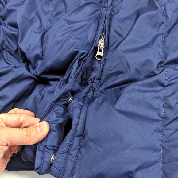 Land's End Coat Women's Size XS 2-4 Navy Down Fur Hooded - Picture 4 of 14